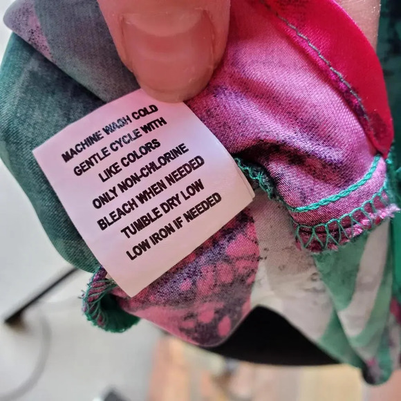 Elementz Abstract Multicolor Sleeveless Silky Draped Collar Blouse Women's Small - Picture 8 of 15